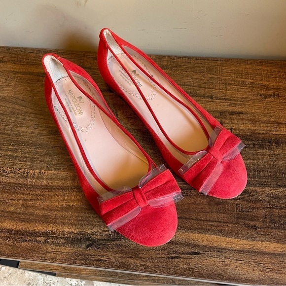 Napoleoni made in Italy red bow flats Size 37 - Picture 1 of 6